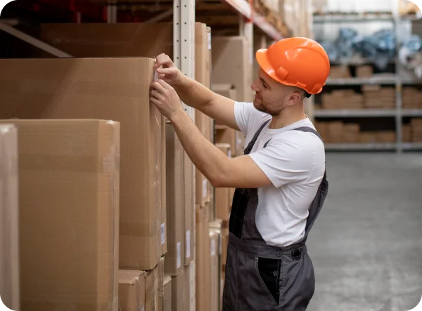 Worker Stacking Boxes